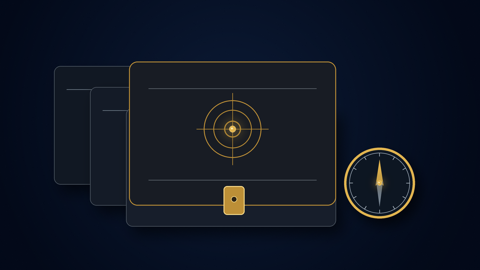 A confidential intelligence folio and precision compass representing private subscriber access