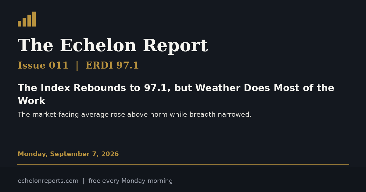 The Echelon Report Issue 011, ERDI 97.1 for the week ending September 12, 2026